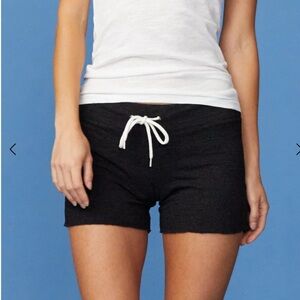 Monrow Textured Tri-Blend Vintage Shorts in Black- Size Small